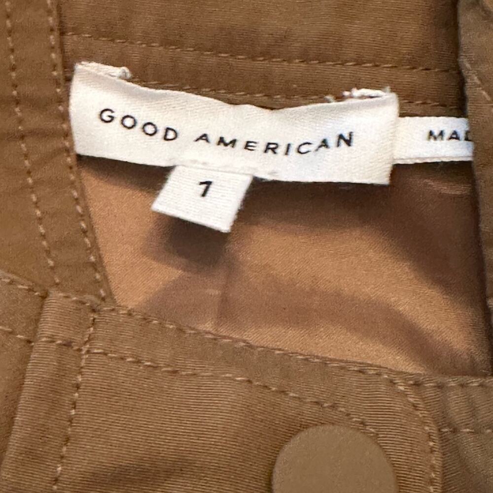 Good American Brushed Track Snap Jacket in the color Sepia 001 faux suede Small - Picture 4 of 9